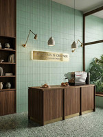 Briques artisanales vert clair style Mid-century Modern, carreaux muraux décoratifs pour restaurants rétro, magasins de vêtements et boutiques