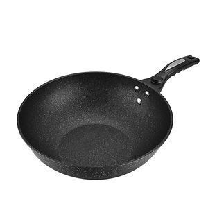 Fabrika siyah dökme demir kore tıbbi taş chinise <span class=keywords><strong>wok</strong></span> düz dipli tencere bakalit saplı wajan maifan taş <span class=keywords><strong>wok</strong></span> - Product Image 3