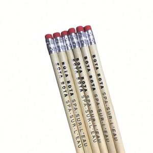 Crayons en bois écologiques personnalisés avec logo et gomme, sur mesure selon votre design - Product Image 1