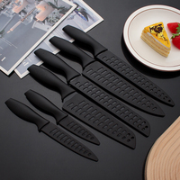 Ensemble de couteaux de coupe de viande antiadhésifs enduits noirs ensemble de couteaux de cuisine en acier inoxydable avec poignée en PP couteau quotidien de chef
