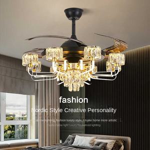 <span class=keywords><strong>Ventilador</strong></span> de <span class=keywords><strong>techo</strong></span> LED nórdico de lujo moderno, nuevo <span class=keywords><strong>faro</strong></span> de <span class=keywords><strong>ventilador</strong></span> Invisible para sala de estar, comedor, <span class=keywords><strong>ventilador</strong></span> inversor inteligente de 60W de plástico - Product Image 4