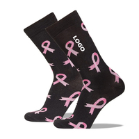 Chaussettes tricotées pour femmes Chaussettes en coton pour la sensibilisation au cancer du sein Chaussettes de sport à motif de ruban rose personnalisé