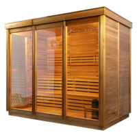 Sauna Exterior Tradicional de Madera de Cedro Sólido para 6 Personas con Estufa