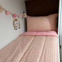 Ensemble de literie tout-en-un pour camping-car, coton biologique, couette à carreaux zippée, drap-housse et 2 taies d'oreiller, ensemble de literie pour camping-car