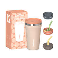 Tasse à café à double paroi Hong Ling avec trois options de couvercle, mug isotherme en acier inoxydable, fabricant en gros