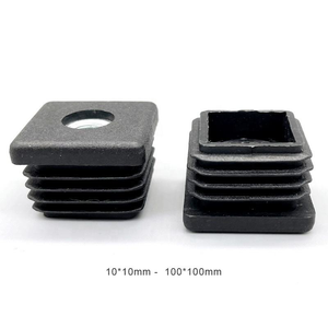 Square <b>Plastic</b> Tube Insert With Threaded Nut, Furniture Square Pipe Leveling Feet Plug, Made in China - Product Image 5