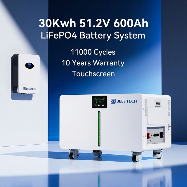 BEES TECH 30kwh Lithium 48v Home Energy Storage Batteries System 51.2v 300ah 560ah 600ah 15kwh Solar Lifepo4 Battery With Bms