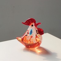 Figurine de coq en verre soufflé à la main style Murano, sculpture animale décorative colorée, ornement de bureau, cadeau