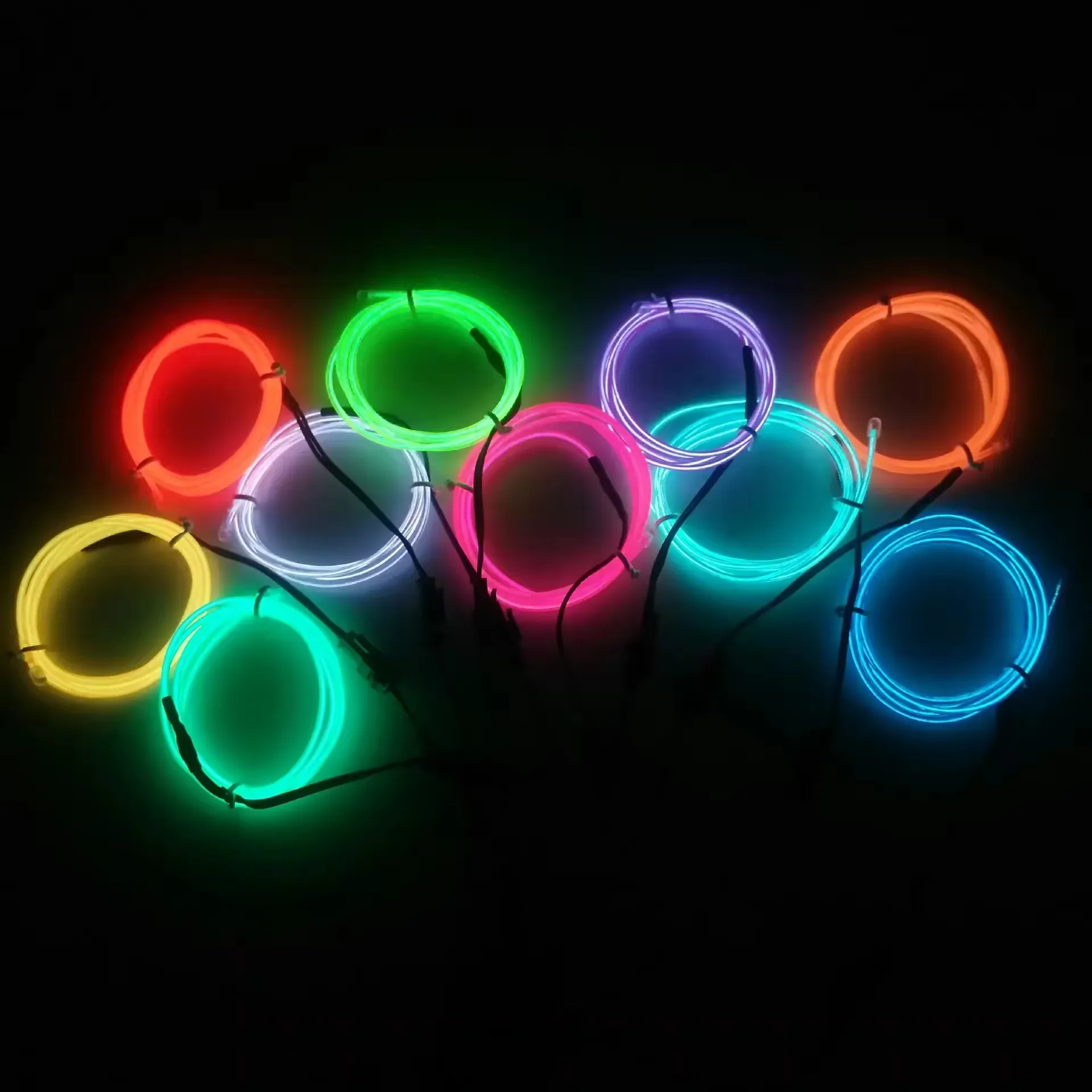 Leon String Lights Glow in The Dark 3m Flashing Neon Wire Transparent Pvc Led Neon Flex Wire Battery Powered For Car Party