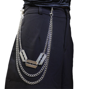 Waist <b>Chain</b> Multi Layer Metal Blade Pendant For <b>Jeans</b> Hip Hop Casual Fashion Accessory Zinc Alloy White K - Product Image 2