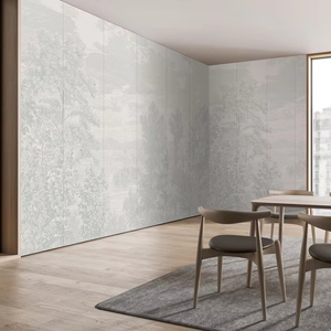 Mural <span class=keywords><strong>de</strong></span> Pared Personalizado en Tono Neutro Estilo <span class=keywords><strong>Toile</strong></span> <span class=keywords><strong>de</strong></span> <span class=keywords><strong>Jouy</strong></span>, Arte Mural <span class=keywords><strong>de</strong></span> Paisaje Forestal Monocromático para Espacios Comerciales, Duradero y No Tóxico - Product Image 1