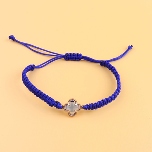 Handmade Lucky Four Leaf Clover Flower <strong>Charm</strong> <strong>Bracelet</strong> Adjustable Rope Crystal Glass <strong>String</strong> <strong>Bracelets</strong> - Product Image 5