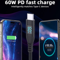 Cable de Carga Rápida Tipo C a Tipo C de 1m 2m 3m con Pantalla Digital de Aleación, 100W, Cable de Datos para Teléfono Móvil Android