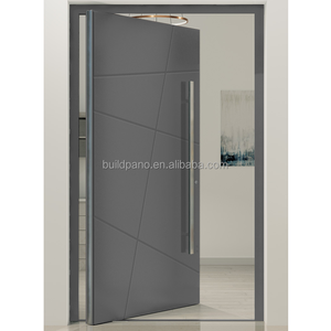 Porte pivotante extérieure en bois massif de noyer noir américain Porte d'entrée moderne pour villa Porte principale pivotante en bois pour maison - Product Image 3