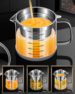 En gros Syh216 1000ml Récipient en verre anti-poussière avec filtre à mailles fines pour le stockage d'huile, pot de friture et récipient pour graisse de bacon - Product Image 2