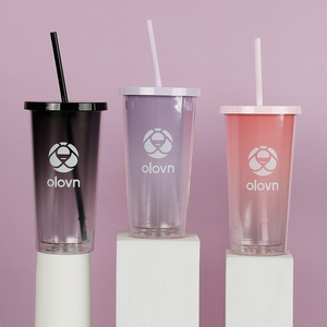 Wholesale 20oz 24oz <strong>Plastic</strong> Acrylic Double Wall <strong>Clear</strong> <strong>Tumbler</strong> Bubble Tea Cups with Straw, Factory Customized Milk Tea <strong>Tumblers</strong> - Product Image 6