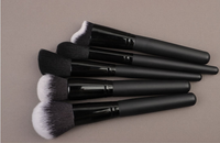 Ms.miau – Ensemble de 15 pinceaux de maquillage noirs de luxe, doux, véganes, à manche en bois, avec poils synthétiques pour anticernes et visage, marque privée