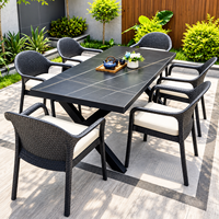 Tables et chaises de jardin en alliage d'aluminium pour patio, jardin, terrasse, salon de thé, café, villa