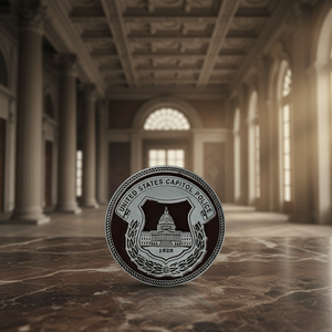 Pièce de collection personnalisée en argent antique, double face, motif bouclier du Capitole, design à remplir de peinture, vente en gros, excellent rapport qualité-prix - Product Image 1