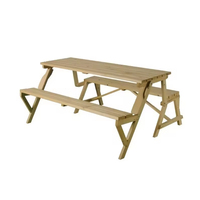 Table de pique-nique en bois multifonction Ensemble de chaises de pique-nique en bois pour l'extérieur, la cour et la fête