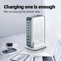Chargeur rapide de bureau 200W PD 8 en 1, adaptateur USB Type C tout-en-un, station de charge intelligente pour téléphone portable/tablette/ordinateur portable