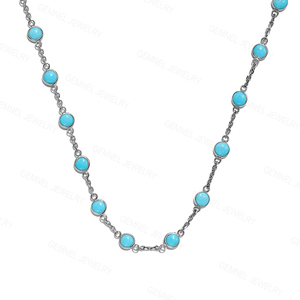 Gemnel الفاخرة 925 فضة مطلية بالذهب تمهيد الفيروز القلائد - Product Image 2