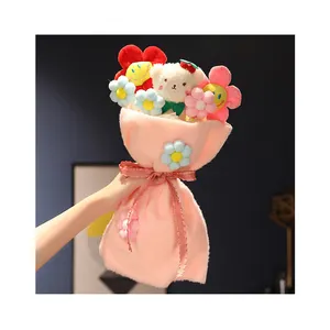 Wholesale Beautiful Plush Flower Bouquet Toy With Bear Rabbit Chick Pig Animal Toys Valentines Day Gifts 2024