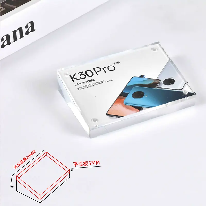 5.5*9cm Transparent Counter Top Stand Magnetic Acrylic Price Display Sign Holder For Retail Cell Phone Stores