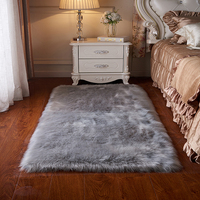Tapis de chambre moderne en fausse fourrure de mouton rose en polyester, antidérapant, moelleux, pelucheux, à poils longs et épais, pour salon, couleur unie