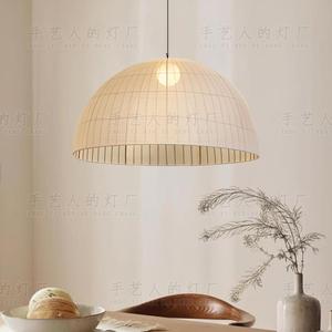 Nouvelle suspension LED ronde de style chinois avec interrupteur E27 pour salle à manger, salon de thé, bar zen, comptoir – Lustre en tissu - Product Image 2