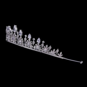 LUOXIN Personnalisé nouveau design zircon CZ argent <span class=keywords><strong>couronne</strong></span> bijoux <span class=keywords><strong>de</strong></span> mariage diadème - Product Image 4