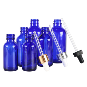 Bouteille d'huile essentielle en verre bleu Orificereducer 5ml 10ml 15ml 20ml 30ml 50ml 100ml Utilisation cosmétique Sérigraphie Manipulation de surface - Product Image 3