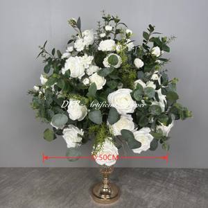 DKB usine personnalisée en gros matériel de soie boules de fleurs artificielles blanches pièce maîtresse de boule de fleur de mariage - Product Image 2