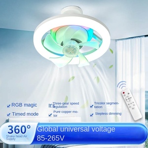 Ceiling Fan Fan Bulb Remote Control Moving Head 360 Rotating Rotation Smart Home Lights White Modern E27 Ceiling Fan With Light - Product Image 5