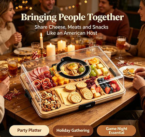 Planche à charcuterie en <span class=keywords><strong>bambou</strong></span> avec couvercle transparent, boîtes à charcuterie portables pour voyage, <span class=keywords><strong>plateau</strong></span> de service divisé, planche à découper pour la cuisine - Product Image 5
