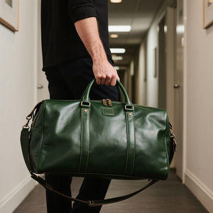 Bolso de fin de semana de cuero de grano superior verde personalizado retro, bolsa de viaje producida por el fabricante, bolsa de lona de cuero duradera para viajes de negocios - Product Image 6