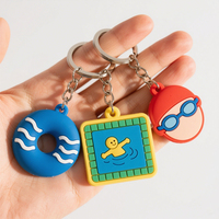 Porte-clés en caoutchouc pour sports nautiques, formes variées de planche de surf, bonnet de bain et planche de natation, en PVC étanche, certifié CE