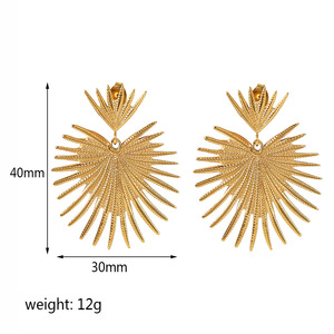 Boucles d'oreilles à pampilles festonnées exagérées en acier inoxydable all-match 18k or titane acier boucles d'oreilles transfrontalières pour femmes - Product Image 3
