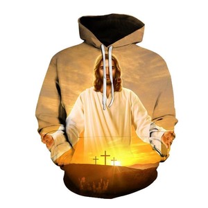 Sudadera con Capucha Estampada Digitalmente con Diseño de Jesús, Ecológica, para Hombre, Informal, Divertida, a la Moda, Talla Grande, 2024 - Product Image 1