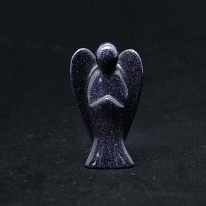 Ornement ange gardien en <span class=keywords><strong>sable</strong></span> bleu, ange en cristal sculpté à la main, pierre énergétique Feng Shui pour la maison et le bureau, fabriqué en Chine - Product Image 2