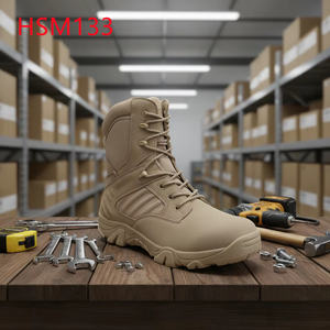 Botas de Combate ZYF, Elite Mission Training Multi, Disponibles en Negro/TAN, Resistentes a Desgarros, de Cuero de Gamuza Natural, Botas de Desierto HSM133 - Product Image 1