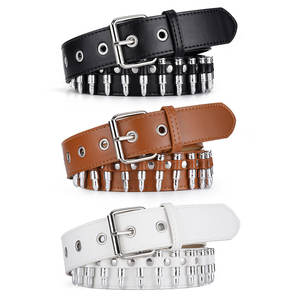 Cinturón con Hebilla de Aleación en Forma de Bala Estilo Hip Hop de 3.8 cm de Ancho para Hombre y Mujer, Accesorio de Moda Duradero Tiyo - Product Image 1