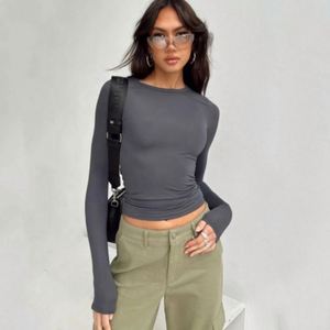 เสื้อยืดแขนยาวคอกลมทรงสลิมสำหรับผู้หญิง สไตล์ลำลอง เหมาะสำหรับฤดูใบไม้ผลิและฤดูร้อน - Product Image 5