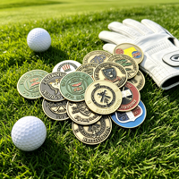 Pulsera de golf de oro con clip magnético de aleación de zinc y marcador de bola y divot de metal 3D personalizado, estilo latón antiguo, en blanco para collar