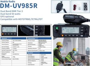 <span class=keywords><strong>Radio</strong></span> Móvil TSSD UV985R 50W DMR Nivel 2, Estación Base con GPS Opcional, Banda Dual VHF/UHF, 200 Canales, Compatible con Mototrbo y PDT - Product Image 2