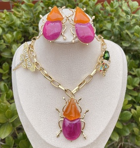 Parure Collier et Boucles d'Oreilles en Forme d'Insecte au Design Exagéré, Bijoux Colorés Spéciaux pour Fêtes, Accessoires Tendance et Élégants - Product Image 4