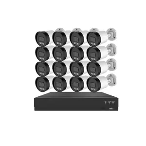 4k Audio dua arah 16ch Kit kamera casing logam 16 ch Cctv Poe Ip sistem keamanan kamera