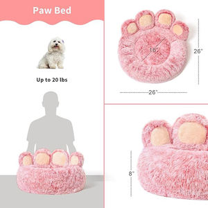 Großhandel umwelt freundlich bequem bequem modern niedlich rund rosa Plüsch Pfote beruhigend Haustier großes Bett liefert wasch bar Hund Katze Kissen Bett - Product Image 2