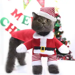 Christmas Dog Dress Clothes Hot Selling Cat Christmas Costume Funny Cosplay Clothes With A Cap On Sale