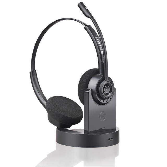 Long Battery Life Noise Cancelling Wireless Communication Headset for Call Center